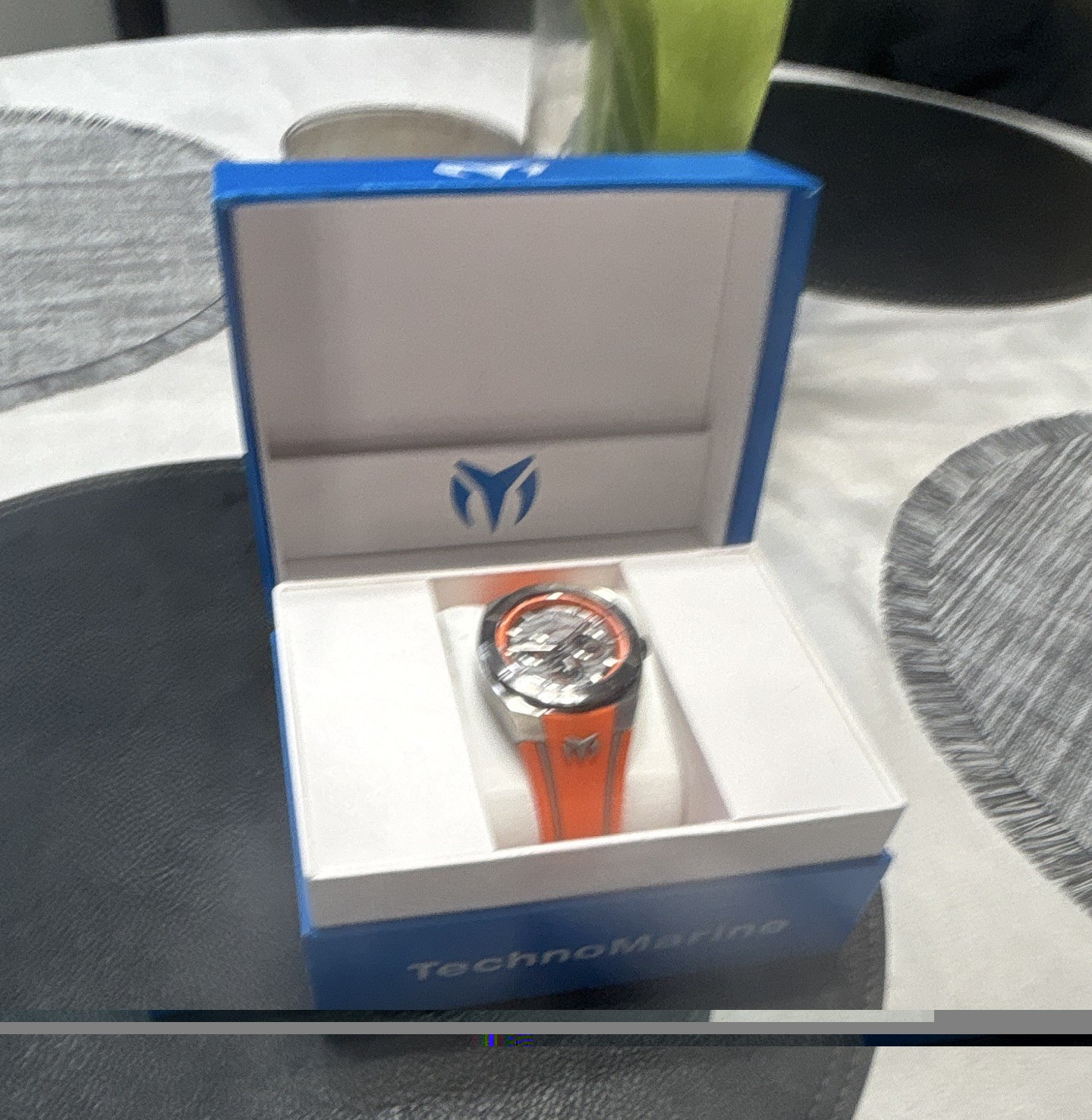 TechnoMarine Sport Chronograph Quartz 46mm Orange Silicone Strap 200m w/ Box