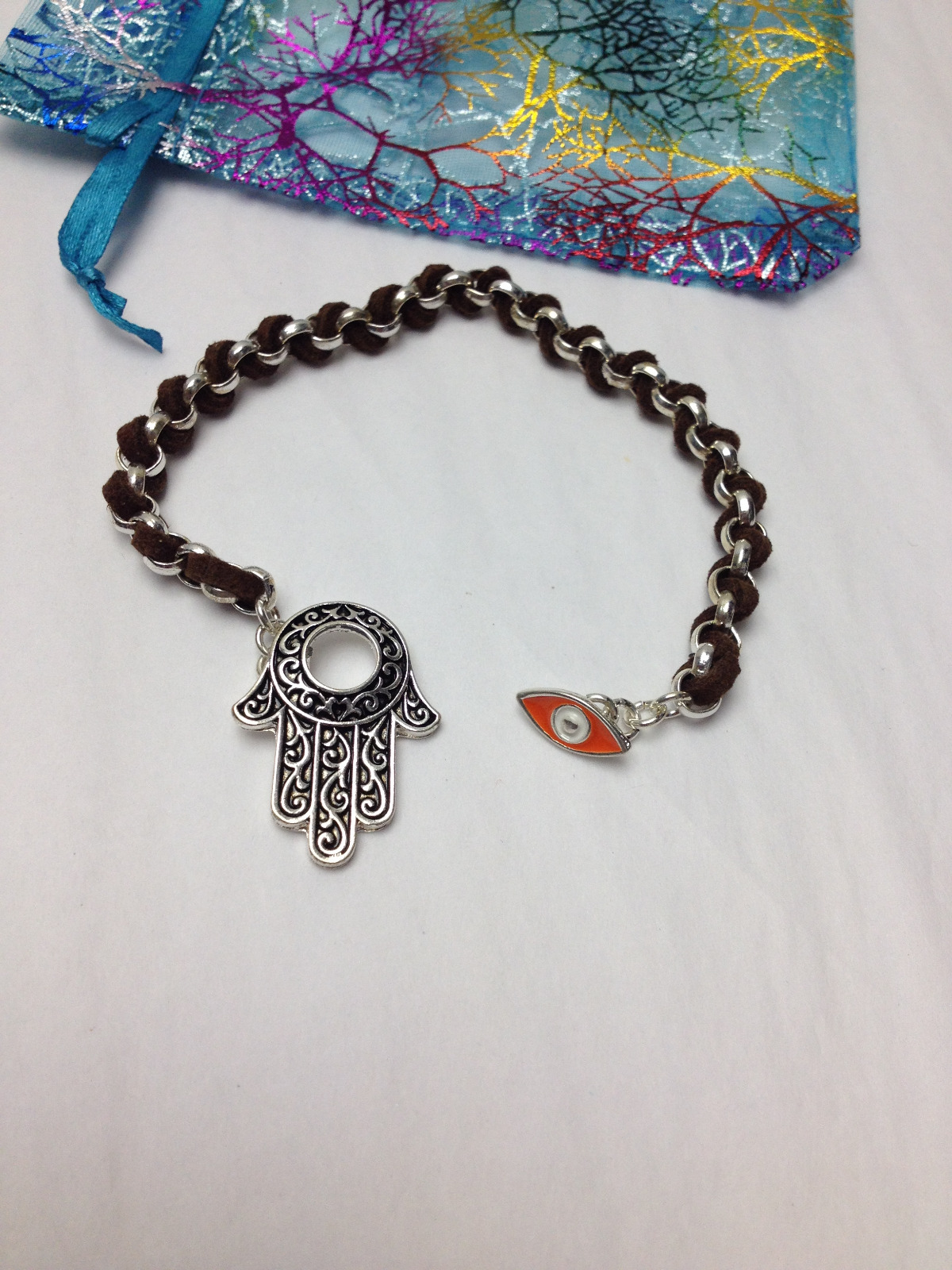 HAMSA HAND & EVIL EYE Unique CHARM BRACELET Beautiful GOOD LUCK PROTECTION