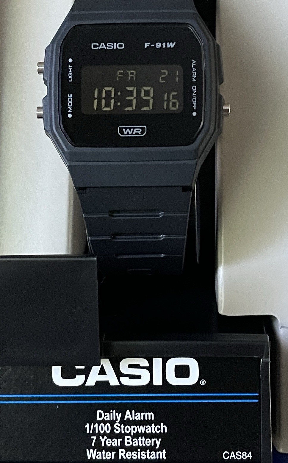 Casio F91w mod Negative Inverted Display All Black Digital Watch
