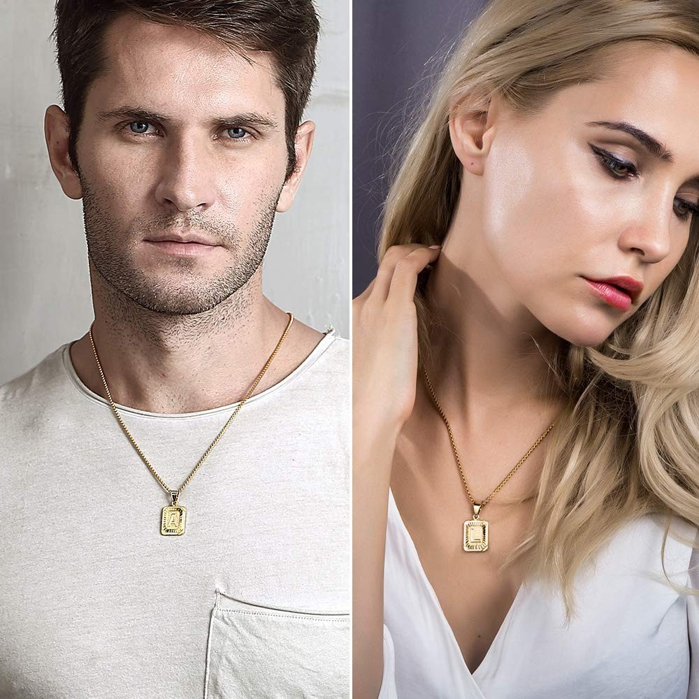 Trendsmax Initial R Pendant Necklace Gold Plated Stainless Steel 22inch