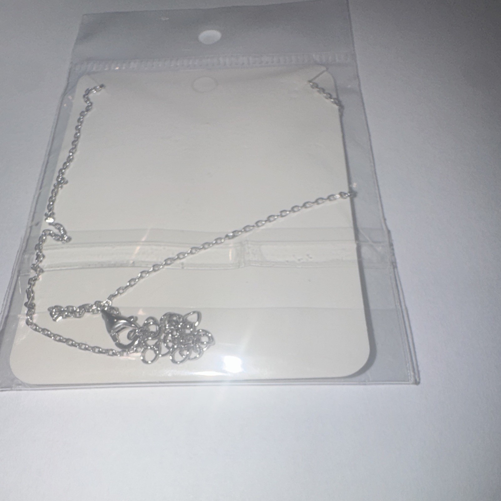 Silver Cable Chain Necklace 16 in +2 in w/ Mossanite round stones Lobster