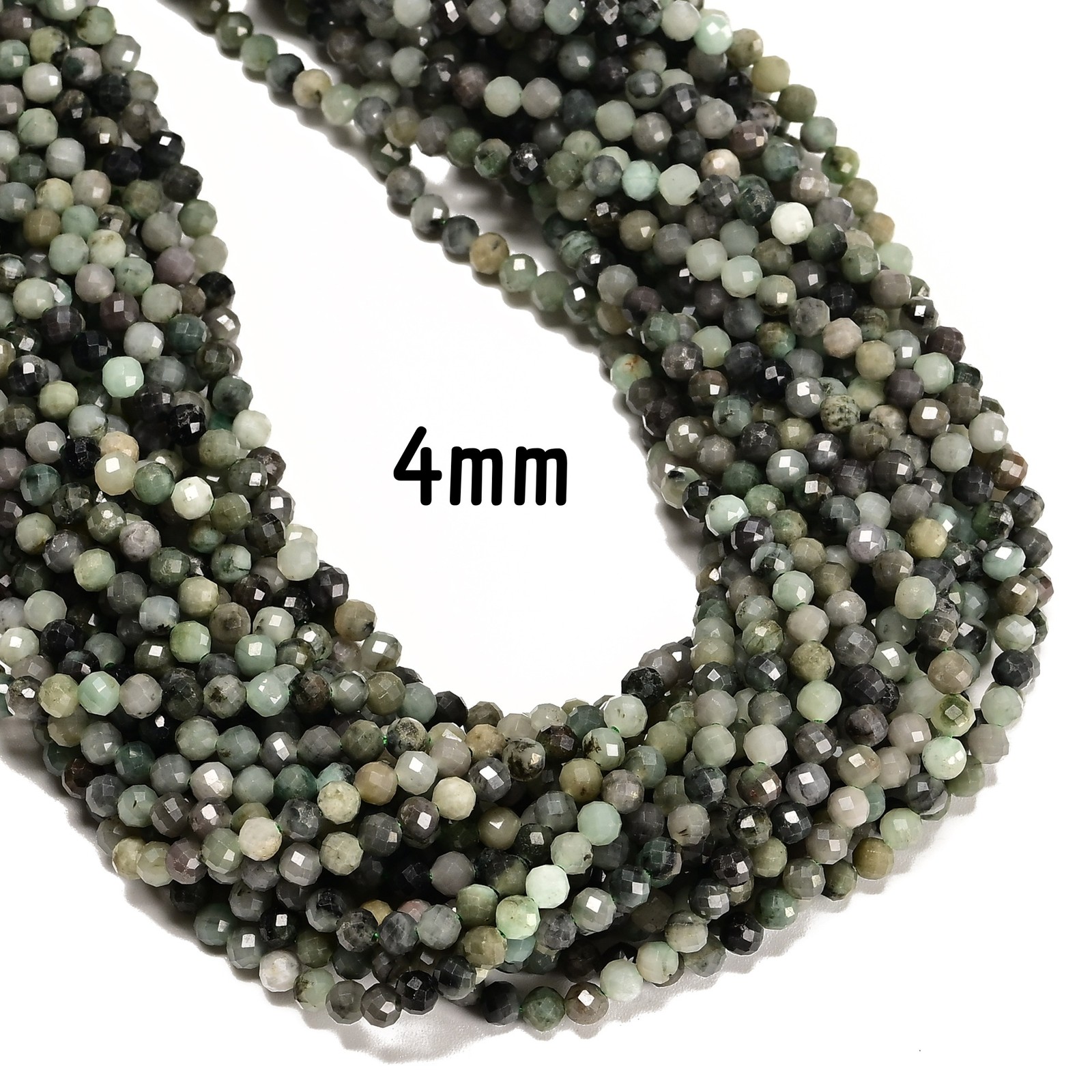 Natural Emerald Faceted Round Beads Size 2mm 3mm 4mm 6mm 15.5″ strand