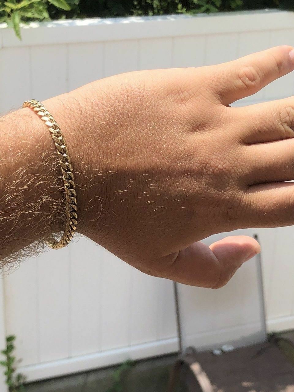 6mm Men’s Cuban Miami Link Bracelet 14k Gold Plated Stainless Steel 8″ Long