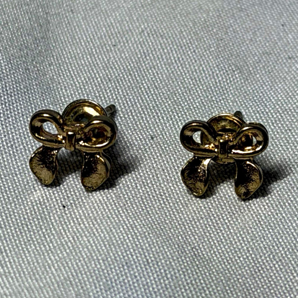 Gold Tone Bow Stud Earrings