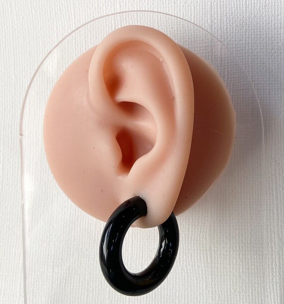 PAIR Black Acrylic Segment Rings Captive Bead CBR’s Lightweight Body Jewelry