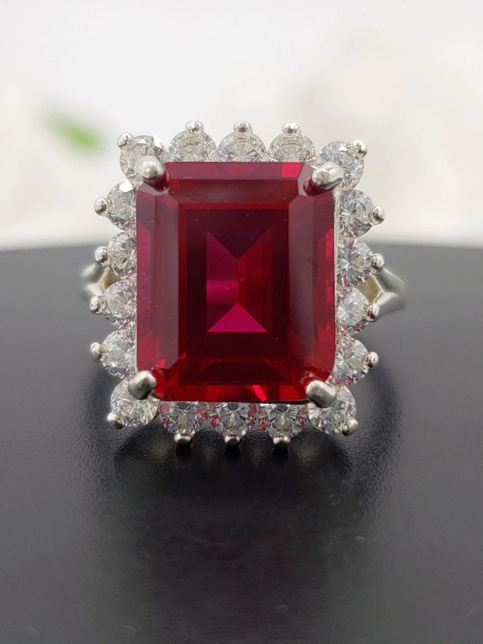 6.80 Ct Emerald Natural Ruby & Diamond Wedding Ring 14K White Gold