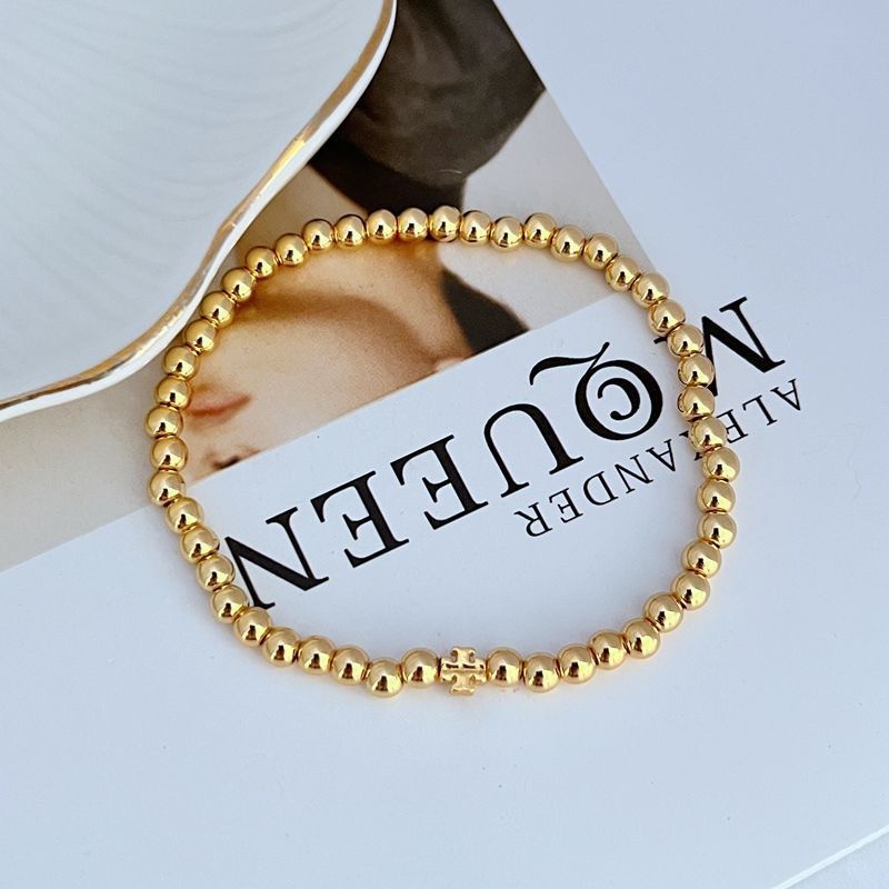 New Tory GOLD Elastic Bracelet Stretch Bracelet Double T Logo with Pouch