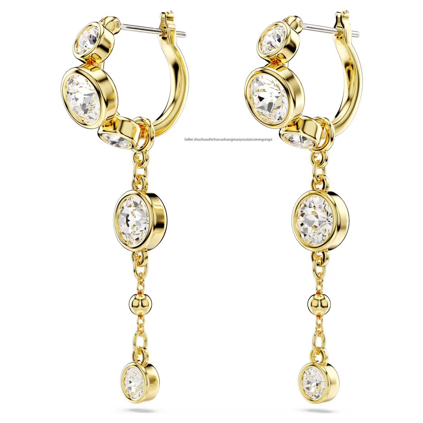 Imber White Mixed Metal Finish Drop Earrings Round Cut New