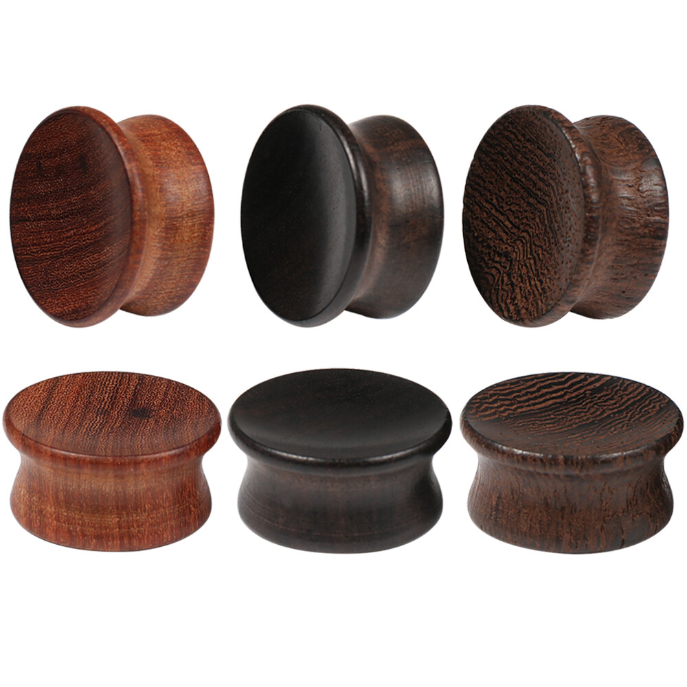 2PCS Wood / Stone Ear Plug Tunnels Concave Surface Ear Gauges Stretcher 2G-3/4″