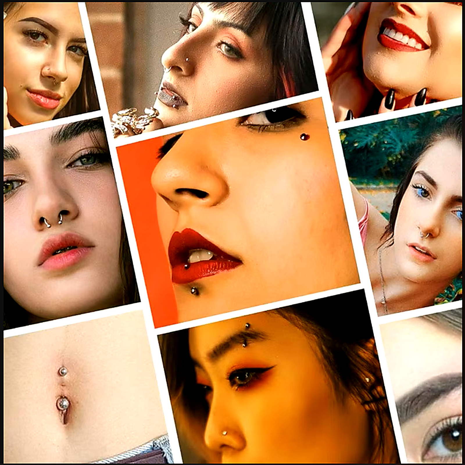 14G 16G Mixed Body Piercing Kit 20-60PCS Nose Ring Navel Belly Lip Eyebrow Studs