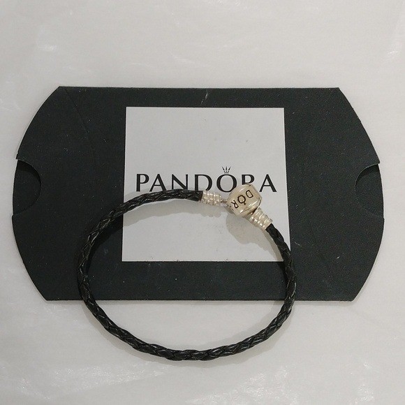 Pandora Double Black Braided Leather Bracelet 12.0″