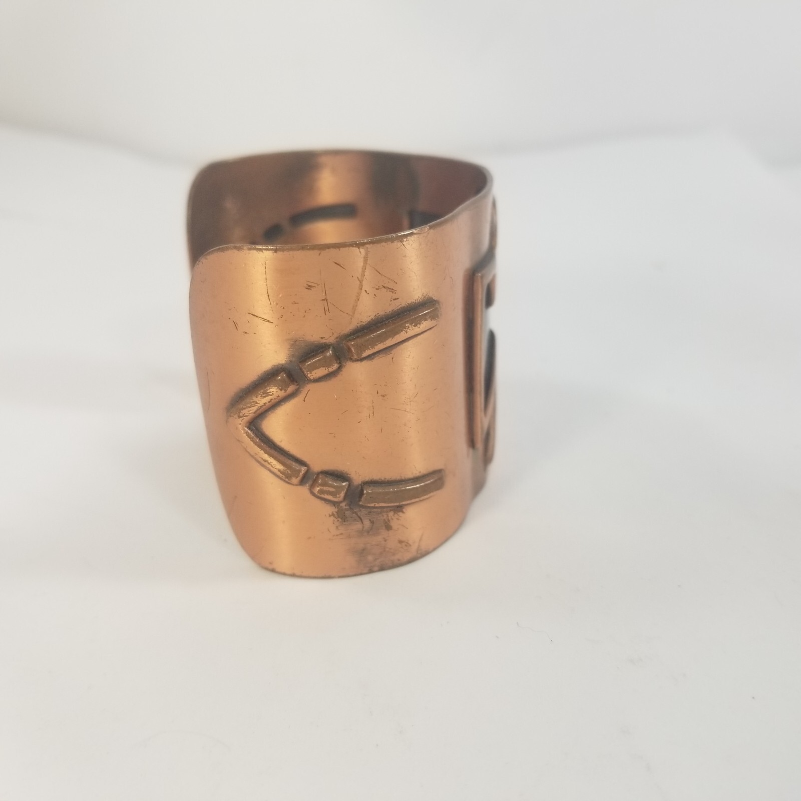 Vintage Wide Copper Cuff Bracelet Native American Thunderbird
