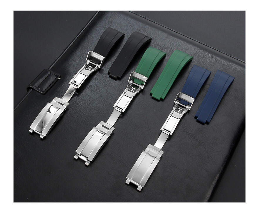 Premium Stainless Steel Folding Clasp for Rolex Rubber Strap Metal Buckle 16x9mm
