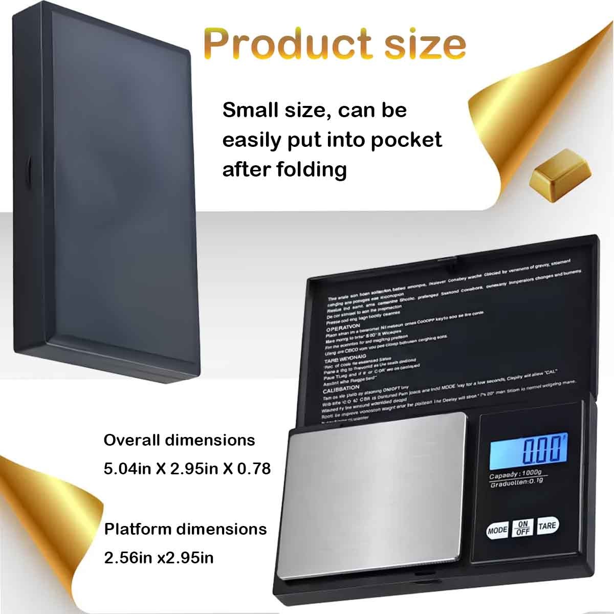 1000g x 0.1g Digital Pocket Scale 0.1g Precision Jewelry Scale with Hard Case