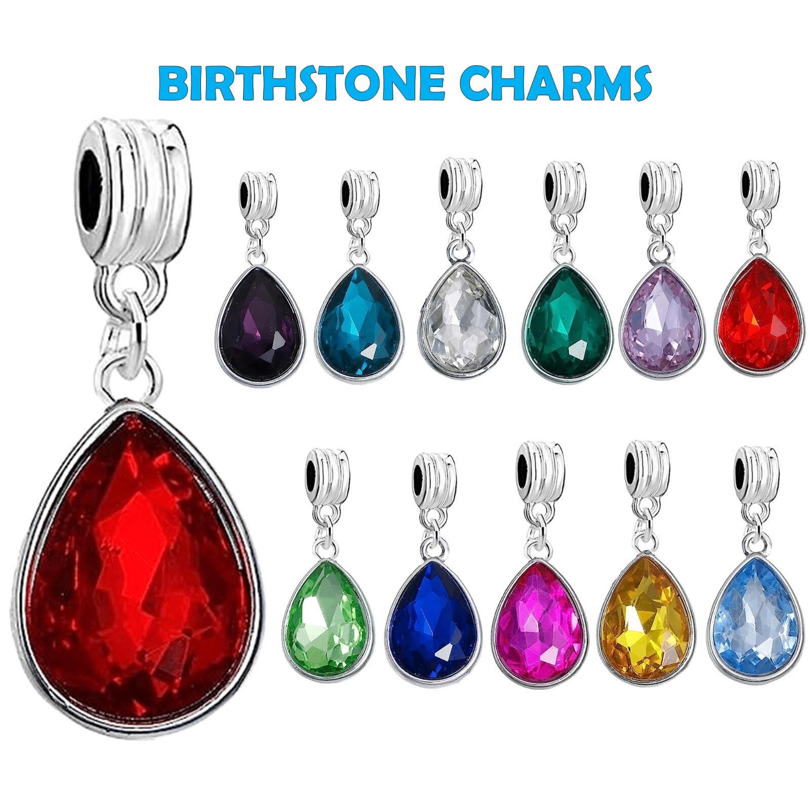 Birthstone Charms Dangling Spacer Beads for European Charm Bracelets
