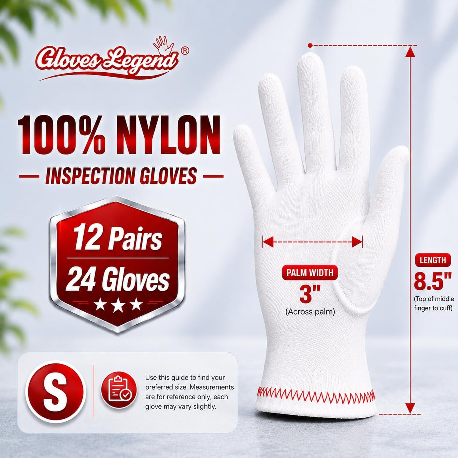 White Nylon Inspection Gloves For Jewelry, Coin, Watch and Art Handling