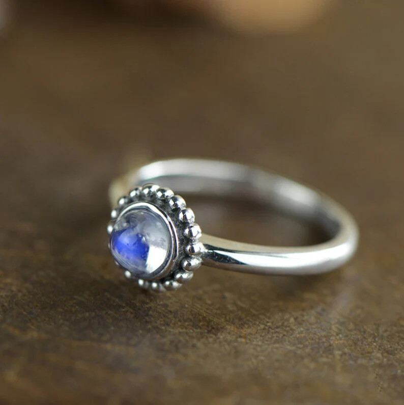 Moonstone 925 Sterling Silver Band &Statement Ring Handmade Ring All size-b-47