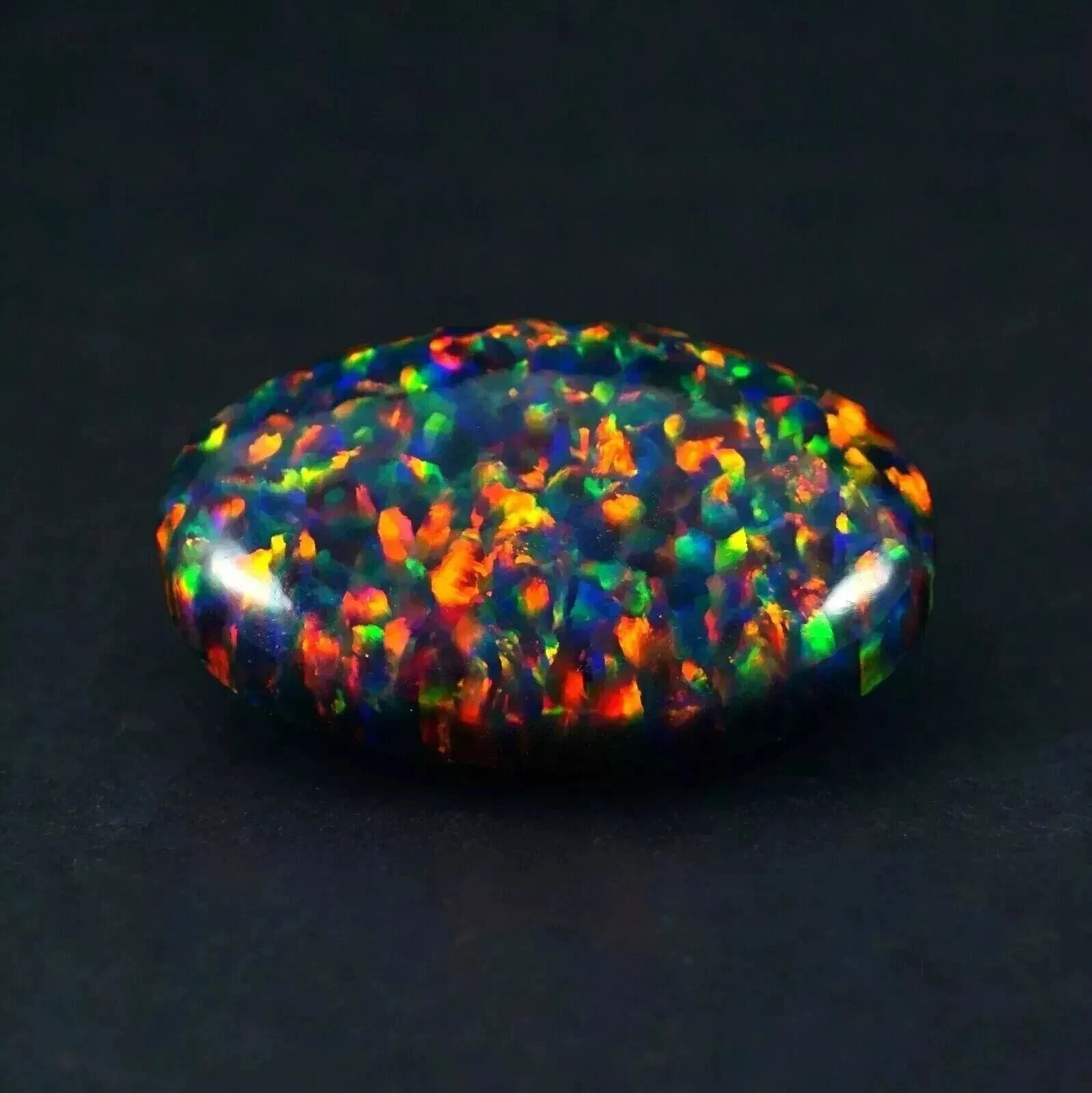Natural Black Fire Opal Oval Cabochon 10 Ct A+ Australian Loose Gemstone