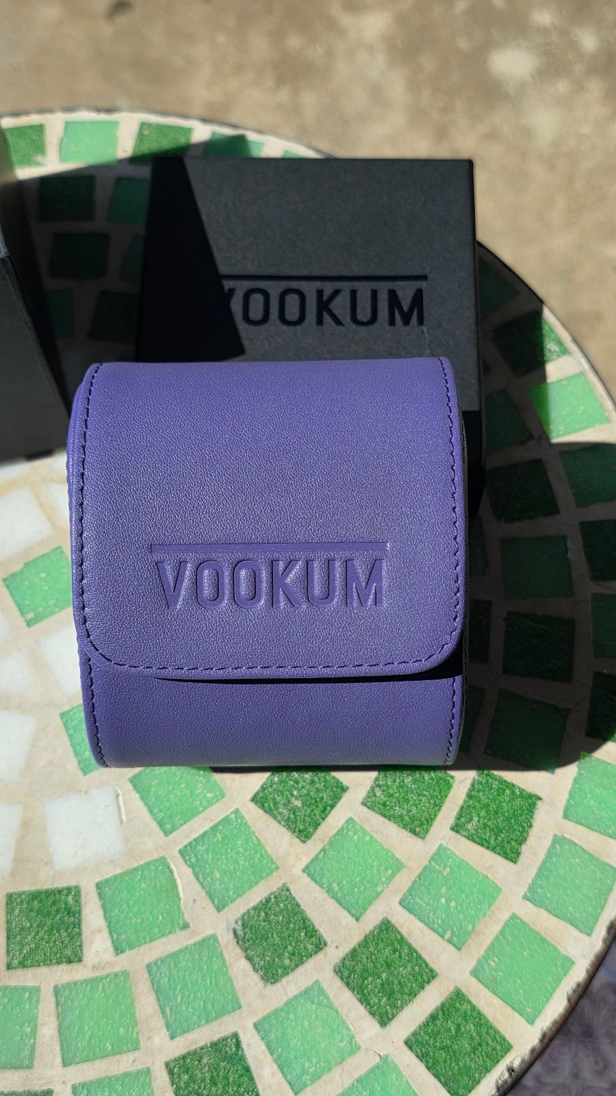Vookum genuine Purple Nappa leather watch roll travel case