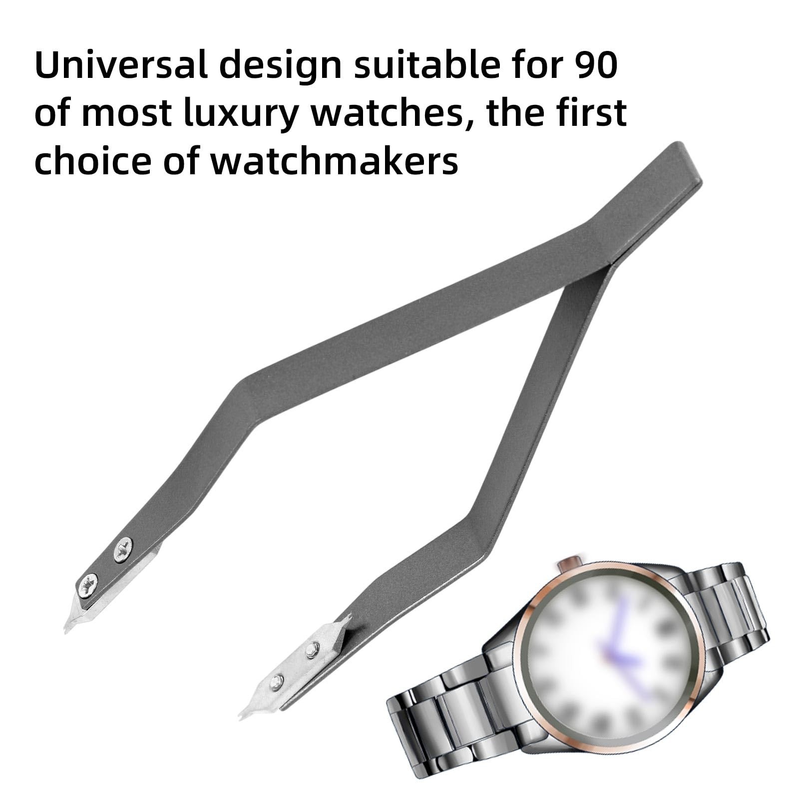 Penitue 7825 Watch Spring Bar Tweezers, Aluminum Alloy Pliers Gray