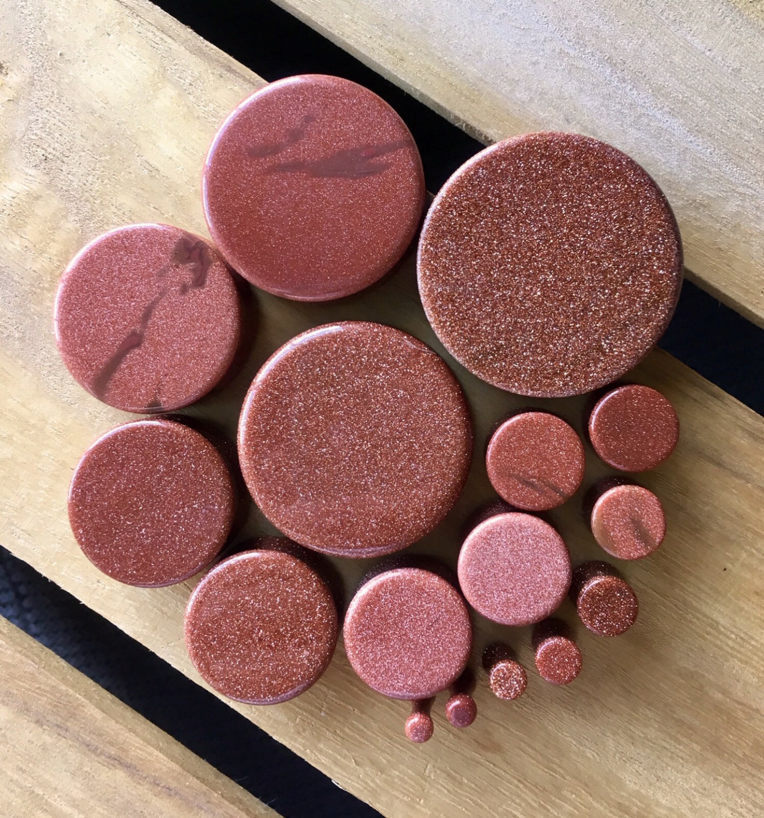 PAIR Gold Sandstone Organic Stone Plugs Gauges – 8g (3mm) up to 38mm (1.5″)
