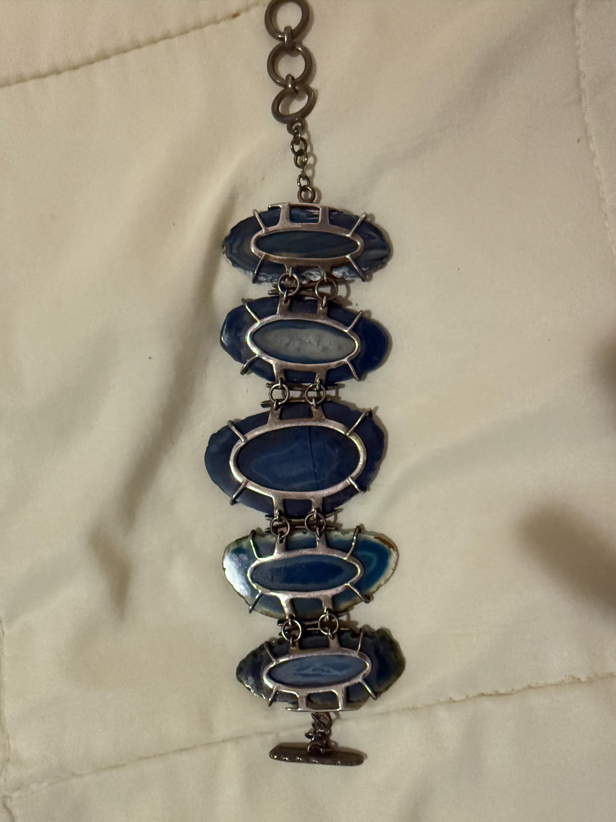 blue agate bracket with sterling mounting