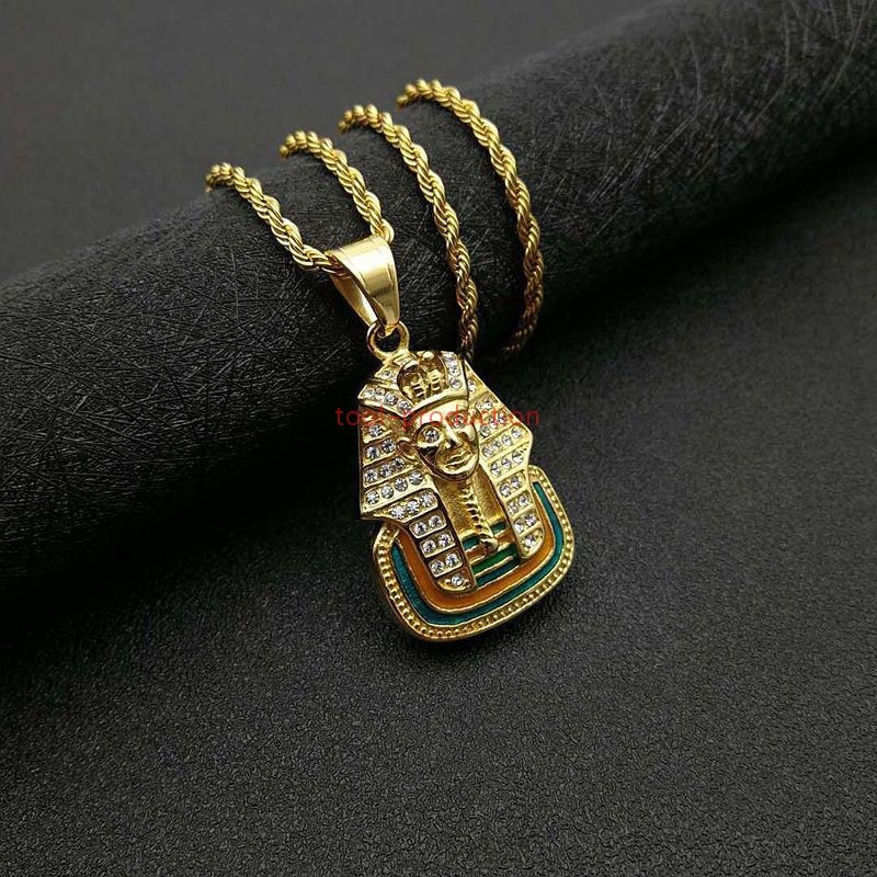 Handmade Sparkling Pharaoh Tutankhamun Charm Pendant With Free Chain