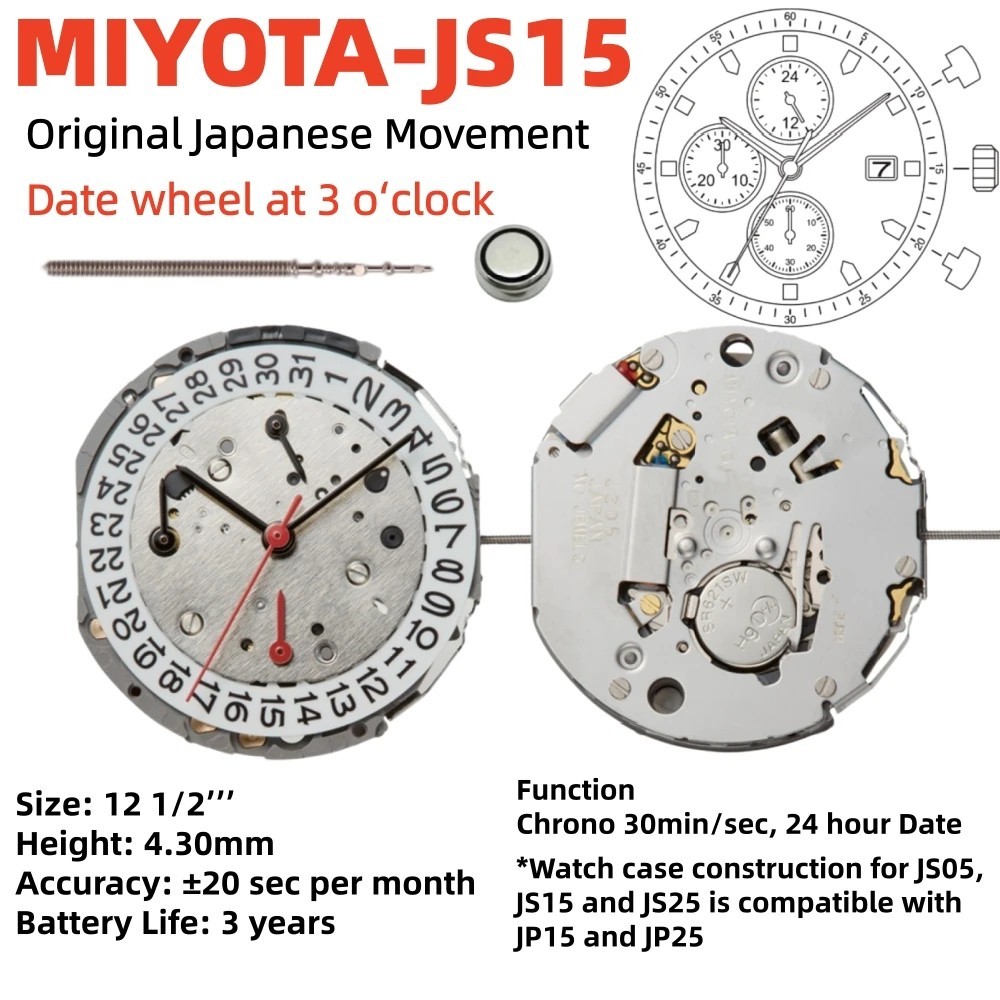 Miyota Chronograph Quartz Watch Movement JS00 JS05 JS10 JS15 JS20 JS25 JS50 JS55