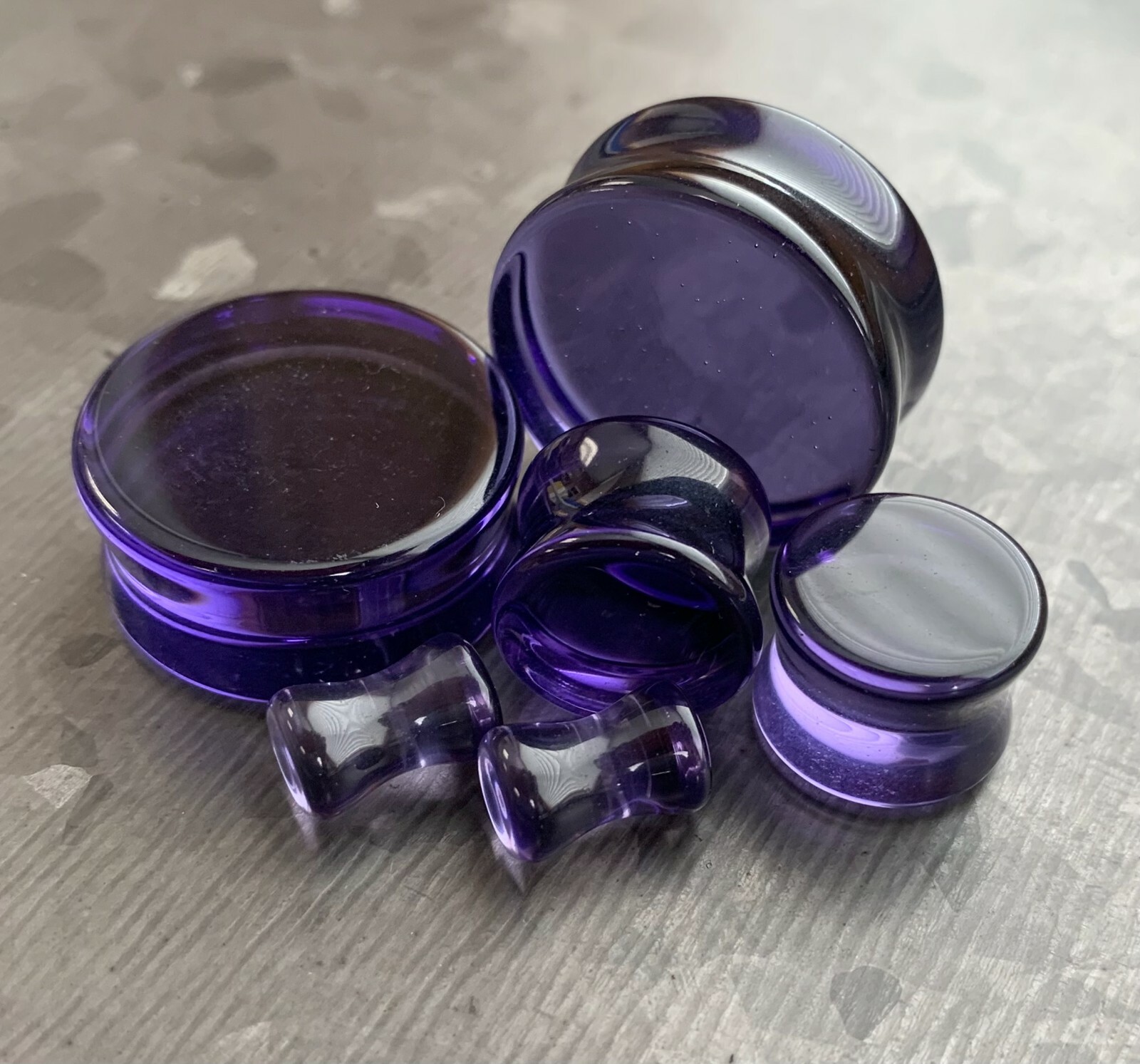PAIR Flat Glass Double Flare Plugs Gauges Earlets Body Jewelry