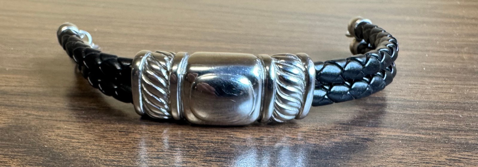 Bracelet Men Leather and Silver