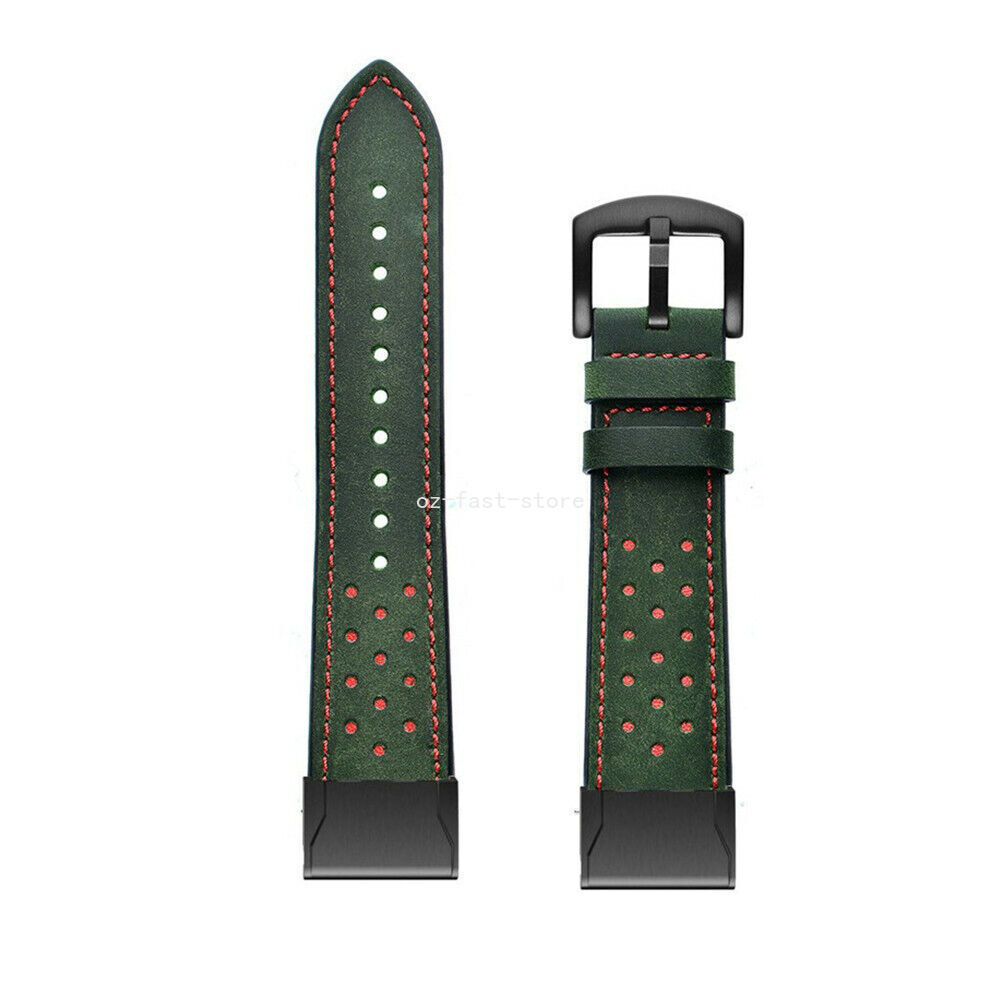 26mm Quick Fit Leather Watch Band Strap For Garmin Fenix 8 51MM 7X/6X/5X/Plus/3