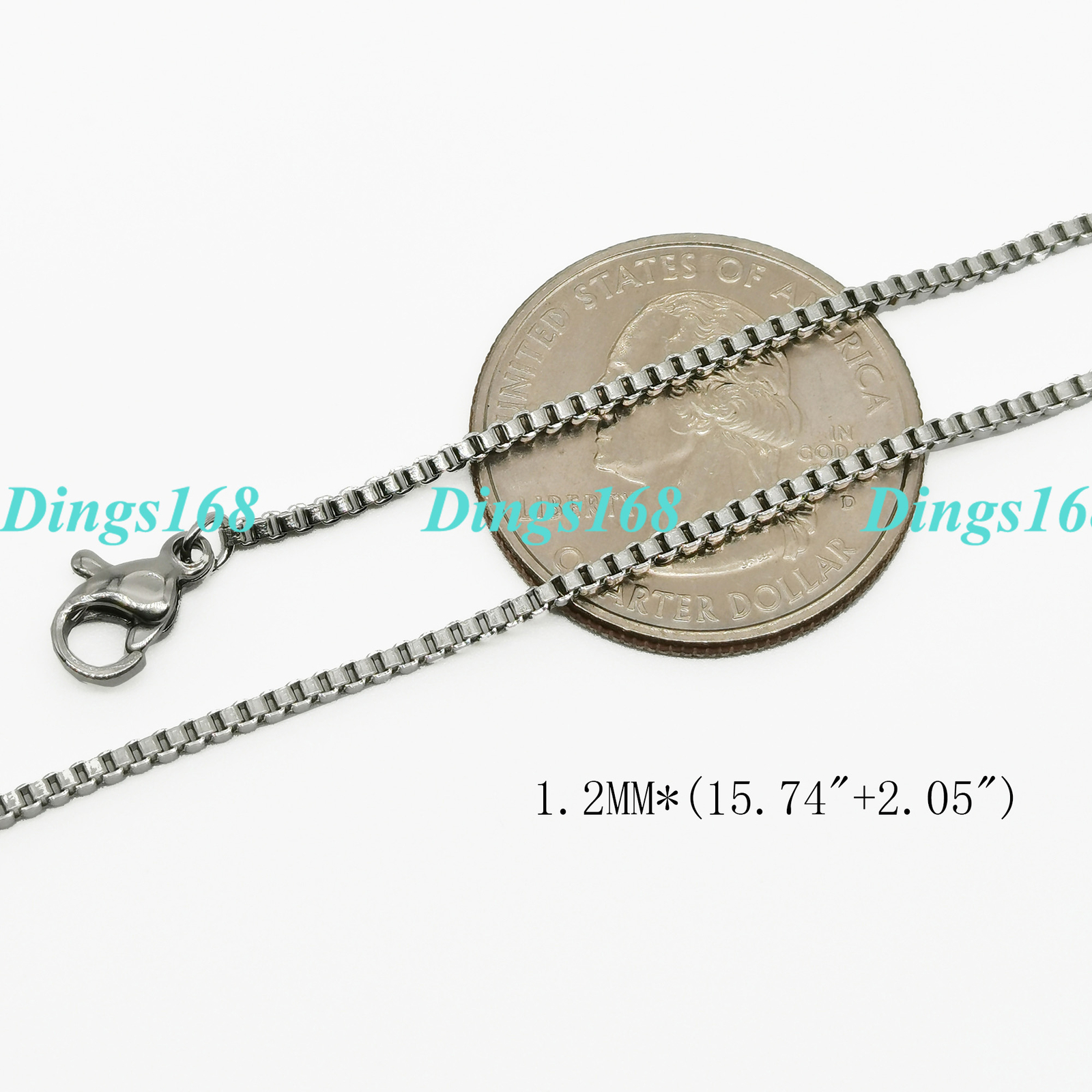 Unisex 18K White Gold Filled 1.5mm wide 16″ -18″ inch Chain Boxed Necklace G048W