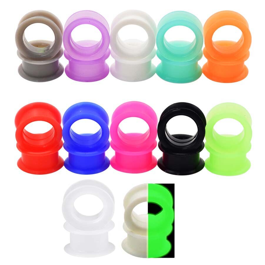 2piece Thick/Thin FLESH TUNNELS-Silicone Ear Skins-Ear Gauges-Soft Ear plugs