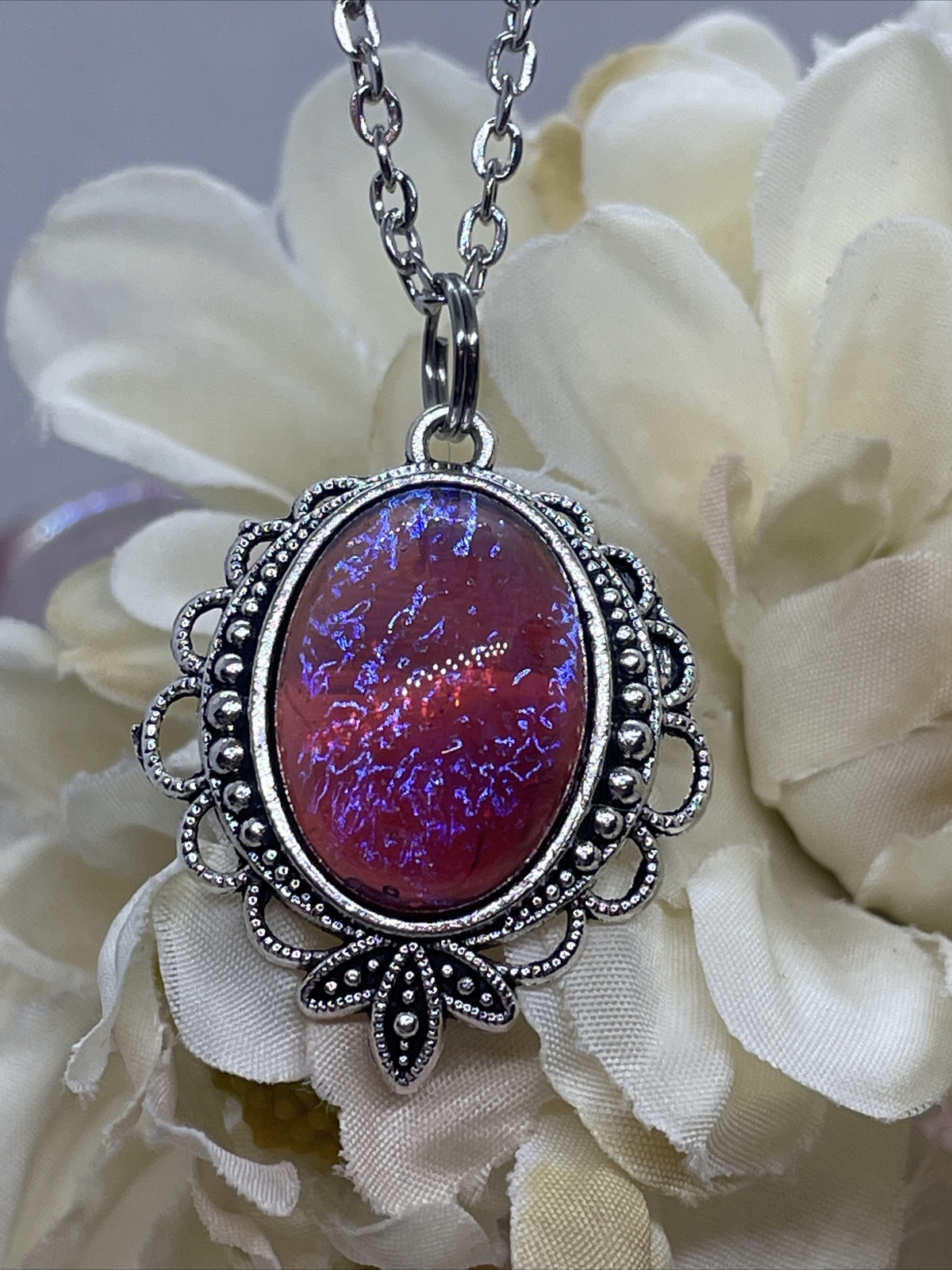 Mexican Fire Opal Dainty Necklace Pendant Anniversary Birthday Gift Mom Daughter