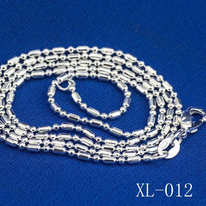 5pcs 925 Silver 16-30inch Necklace Bamboo Ball Chain Fashion Clavicle Jewelry
