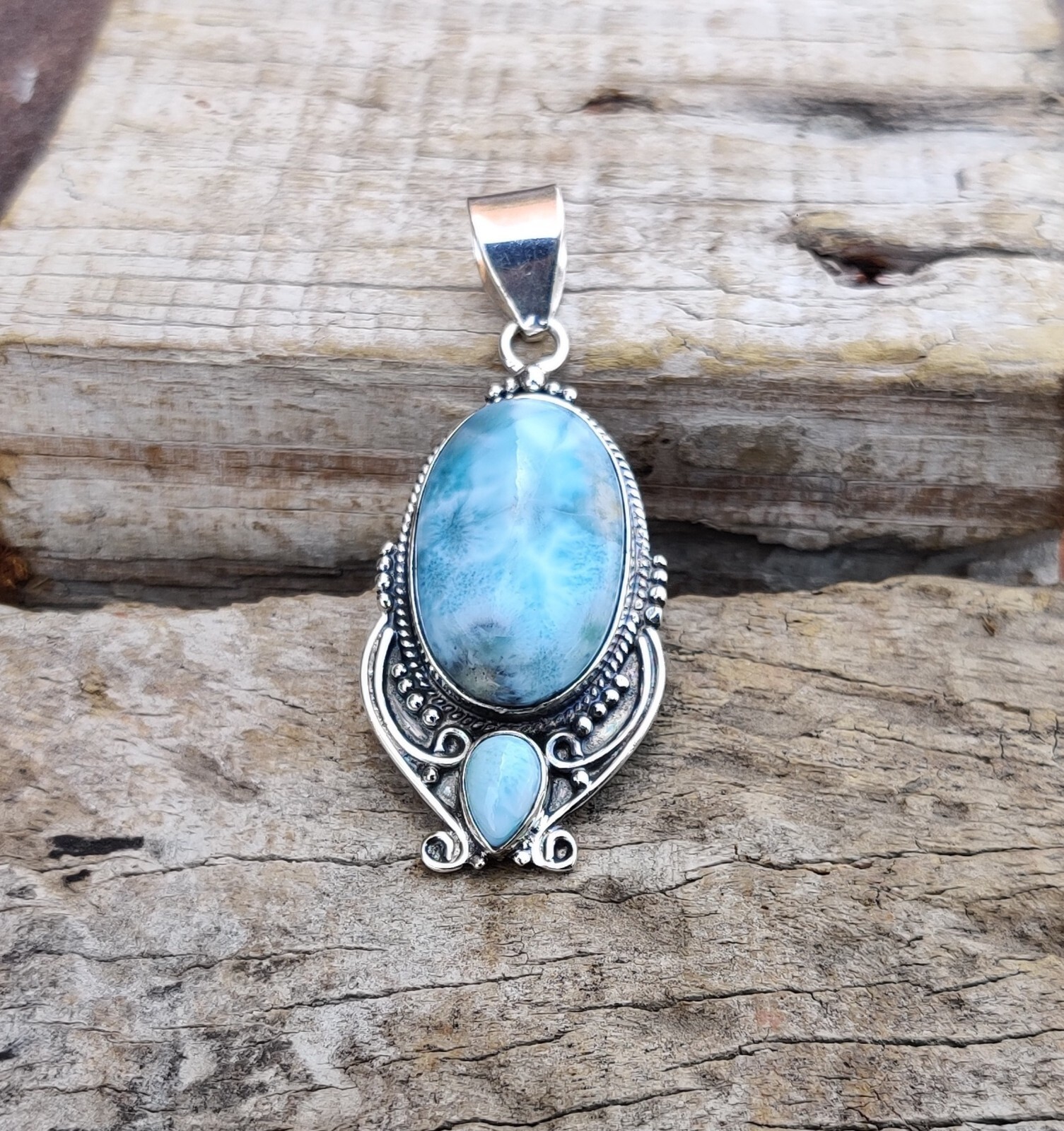 Larimar Gemstone 925 Sterling Silver Stylish Lovely Jewelry Pendent PG151