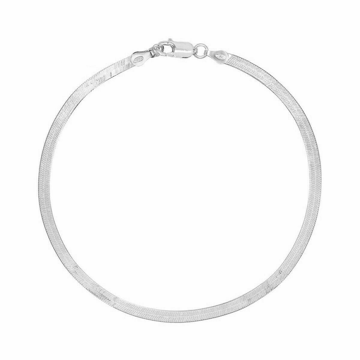 2.5MM Solid 925 Sterling Silver Italian Herringbone Anklet Chain 9″ or 10″ Italy