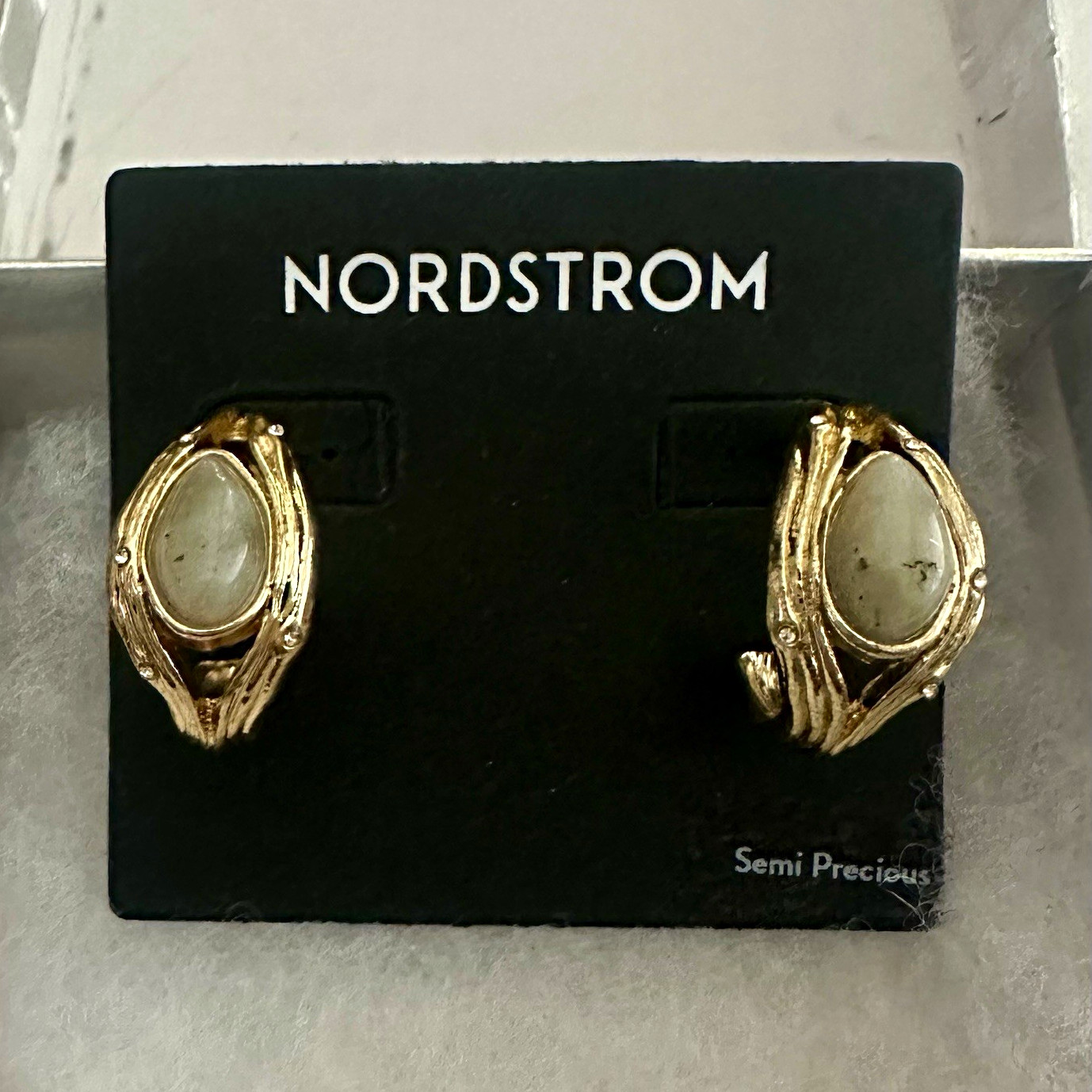 Nordstrom Labradorite Oval Stud Earrings Gold Tone Nickel-Free Butterfly