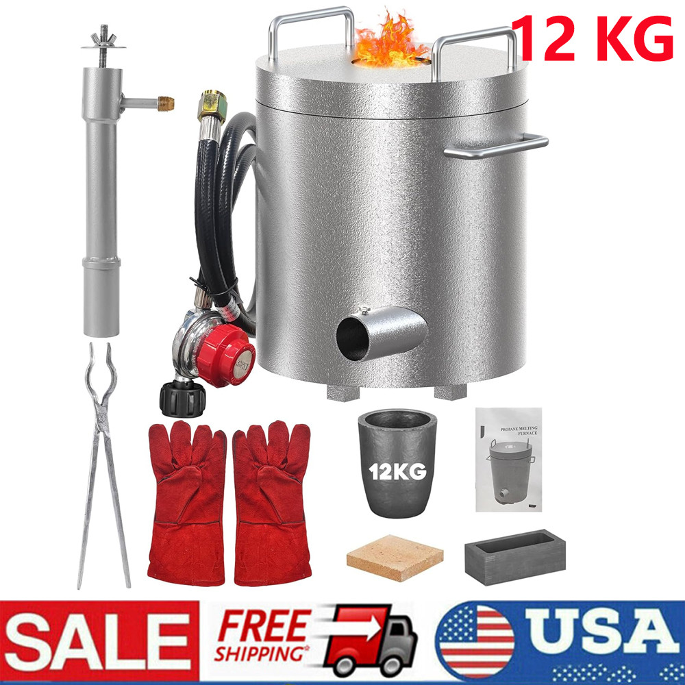 12 KG Propane Melting Furnace Kit Foundry Home Kilns 2700°F Casting Smelter