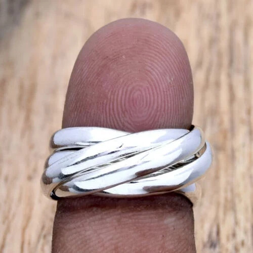 Solid 925 Sterling Silver Band & Meditation Ring Handmade Rolling Ring All Size
