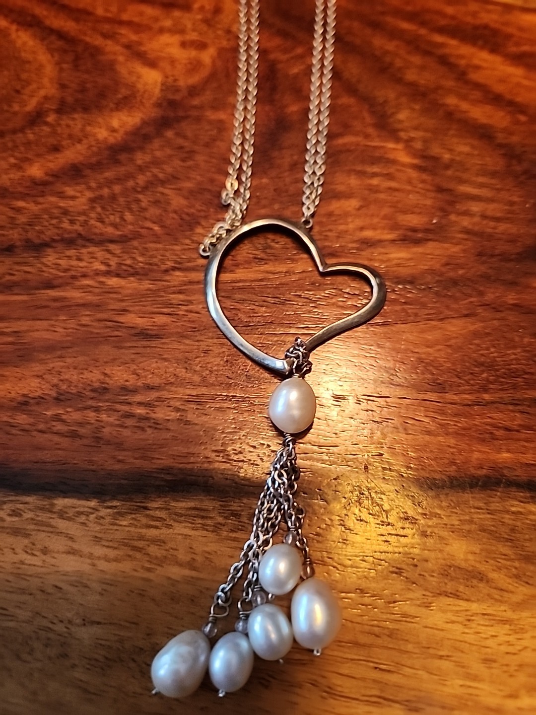 925 Sliver Pearl Heart Necklace Hsn
