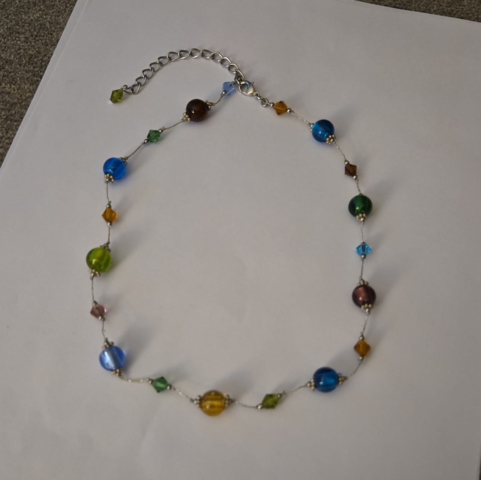 Multicolor Beaded Cable Chain Necklace with Lobster Clasp-Adjustable-18 inches