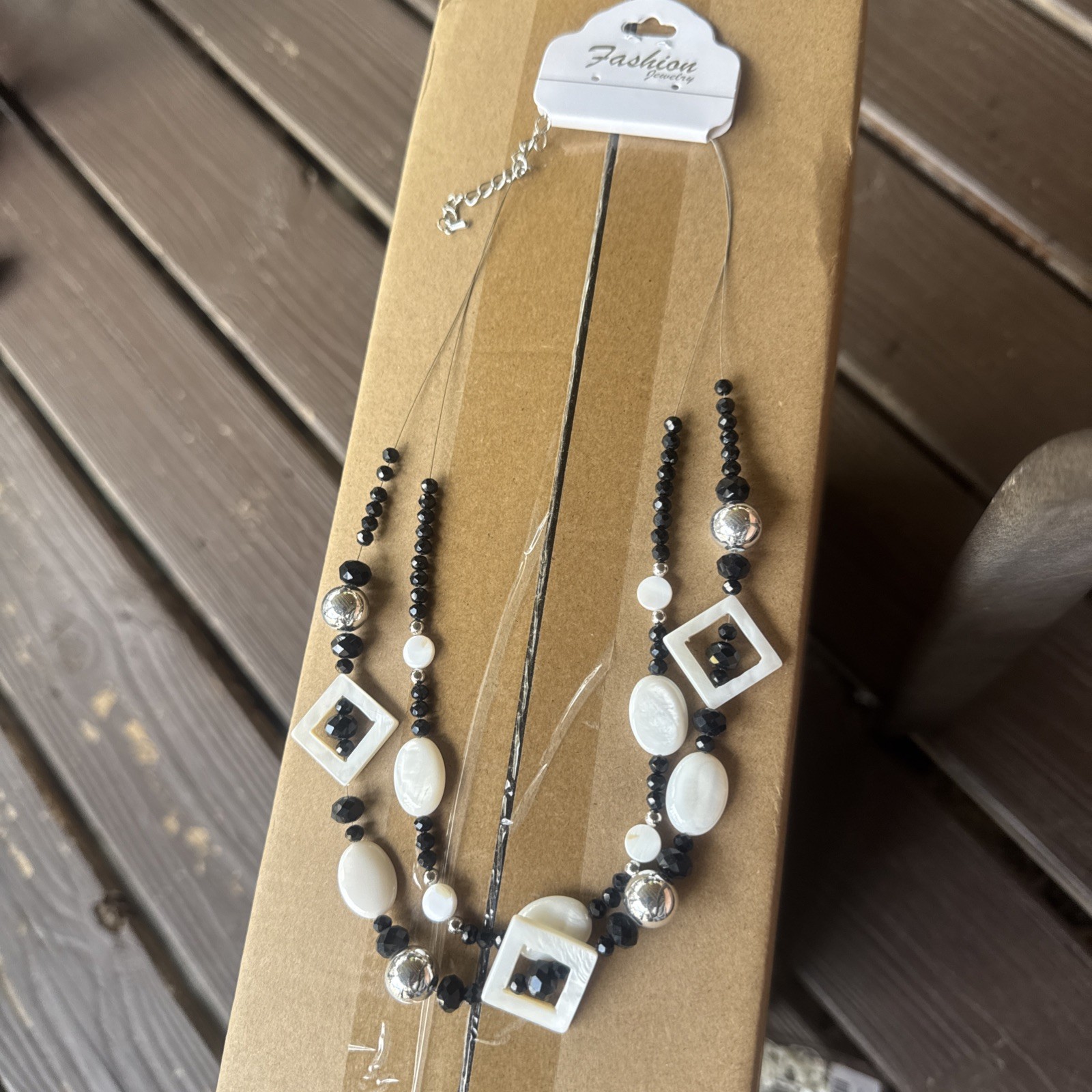 Costume Jewelry Necklace Black And White Beaded Necklace