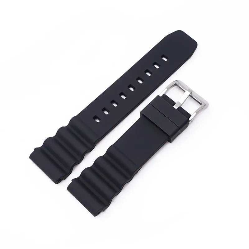 Silicone Watch Band Diver Sports SKX007 SRP777J1 20-22mm Black Rubber Curved