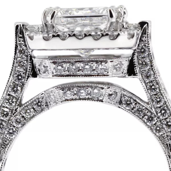 Engagement Ring 18K Gold Under Halo Princess 2.37 Carat Lab-Grown Diamond G VS1