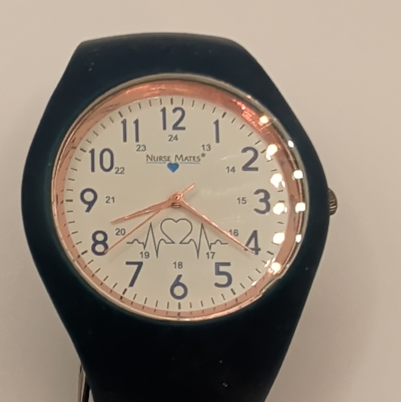 Nurse Mates Watch Women’s Medical Scrub Rose Gold Tone Navy Strap