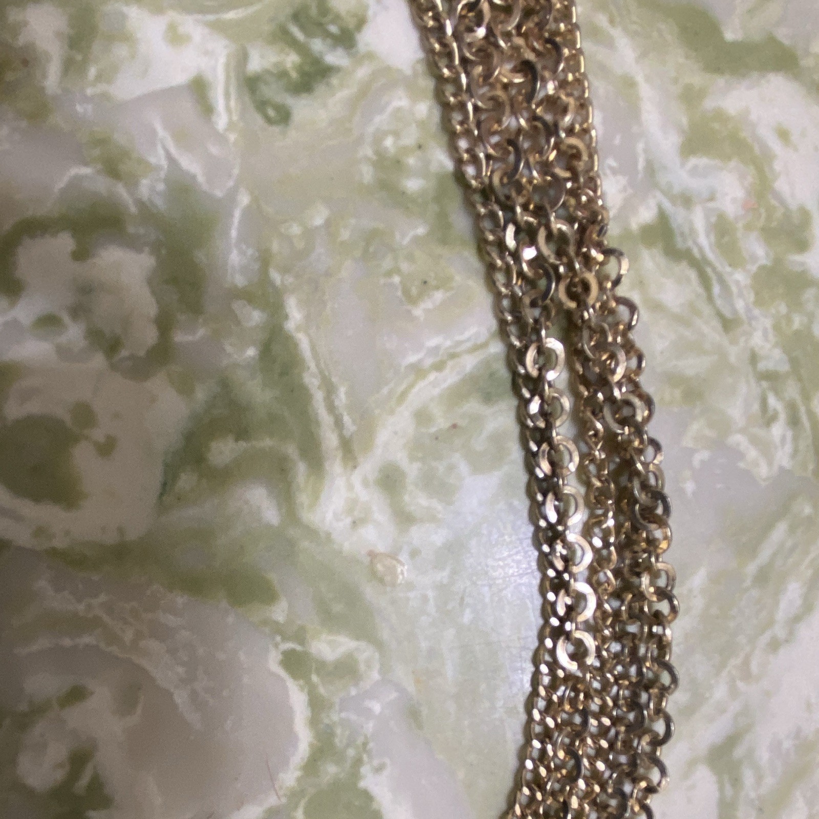 Gold Tone Cable Chain Necklace White Round Pearl Beaded Style