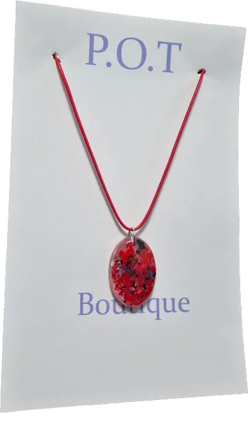 Red Oval Pendant Necklace/Jewelry For Teens/Girls/Casual Fashion/Glossy/Gifts