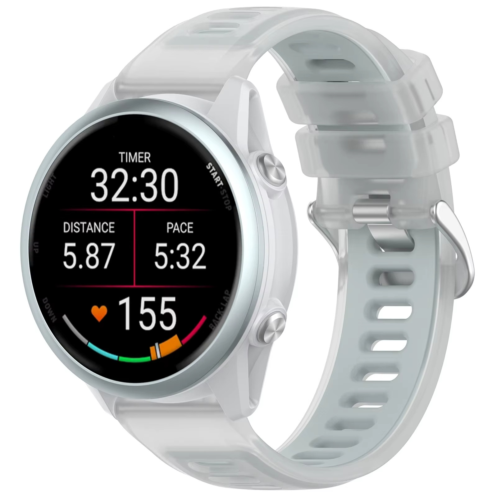 22mm 20mm Transparent Two-Tone Silicone Strap For Garmin Forerunner 570 265 255