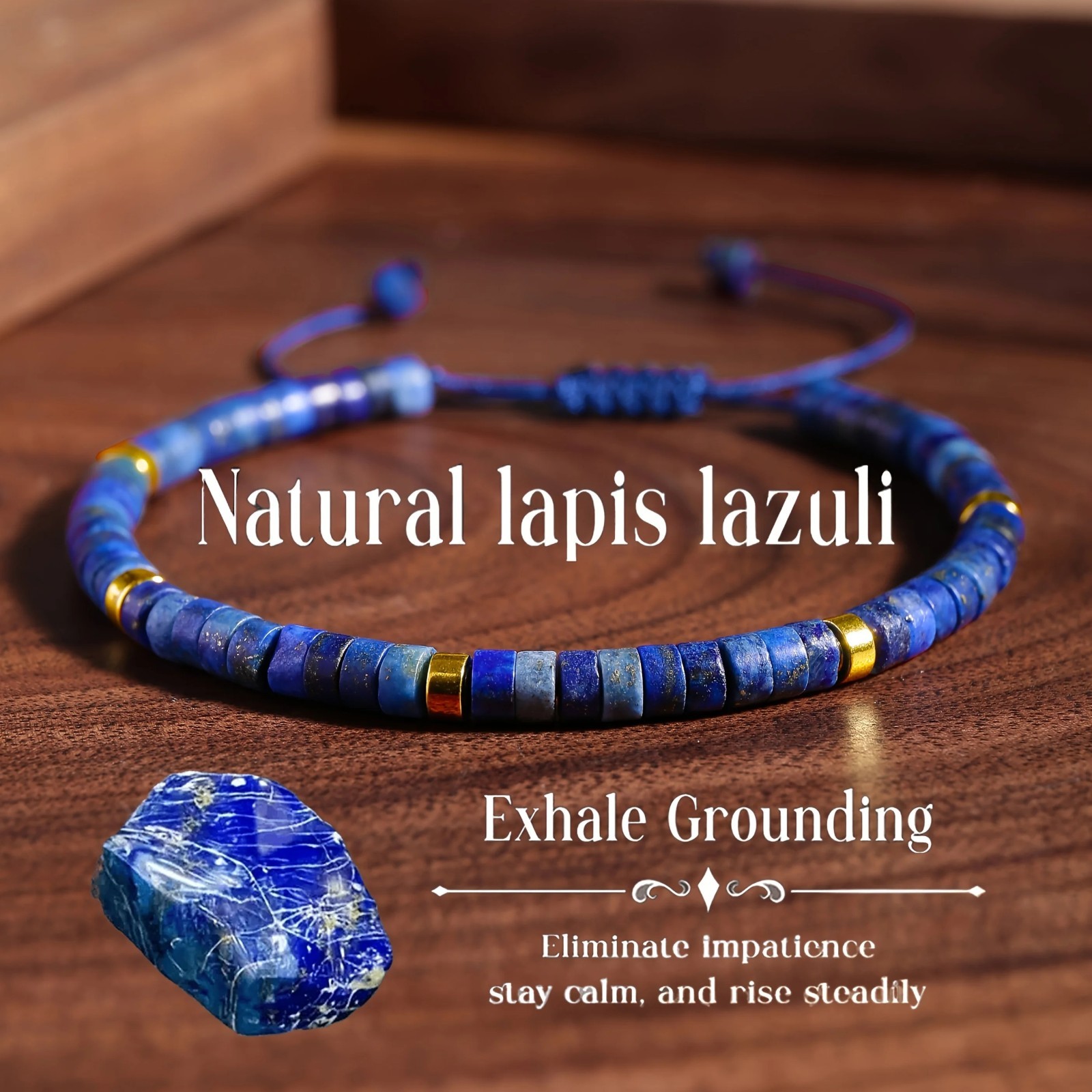 Natural Lapis Lazuli Jasper Stone 2x4mm Dainty Blue Gemstone Bracelet Gift